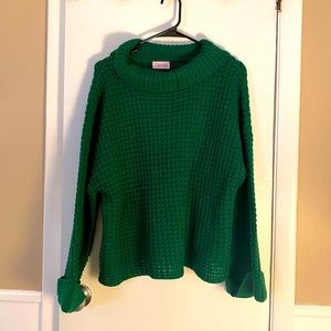 Pink Lily green waffle knit sweater - Size S